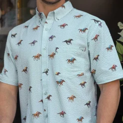 Short Sleeve Shirts|Seersucker|RSVLTS And They're Off! – Stretch Seersucker Short Sleeve Shirt