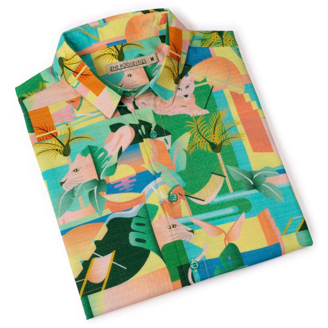 Short Sleeve Shirts|Bamboo|RSVLTS Big Cat Cabana – Bamboo Short Sleeve Shirt