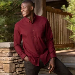 Flannels|Long Sleeves|RSVLTS Burgundy – BorlandFlex™ Long Sleeve Flannel