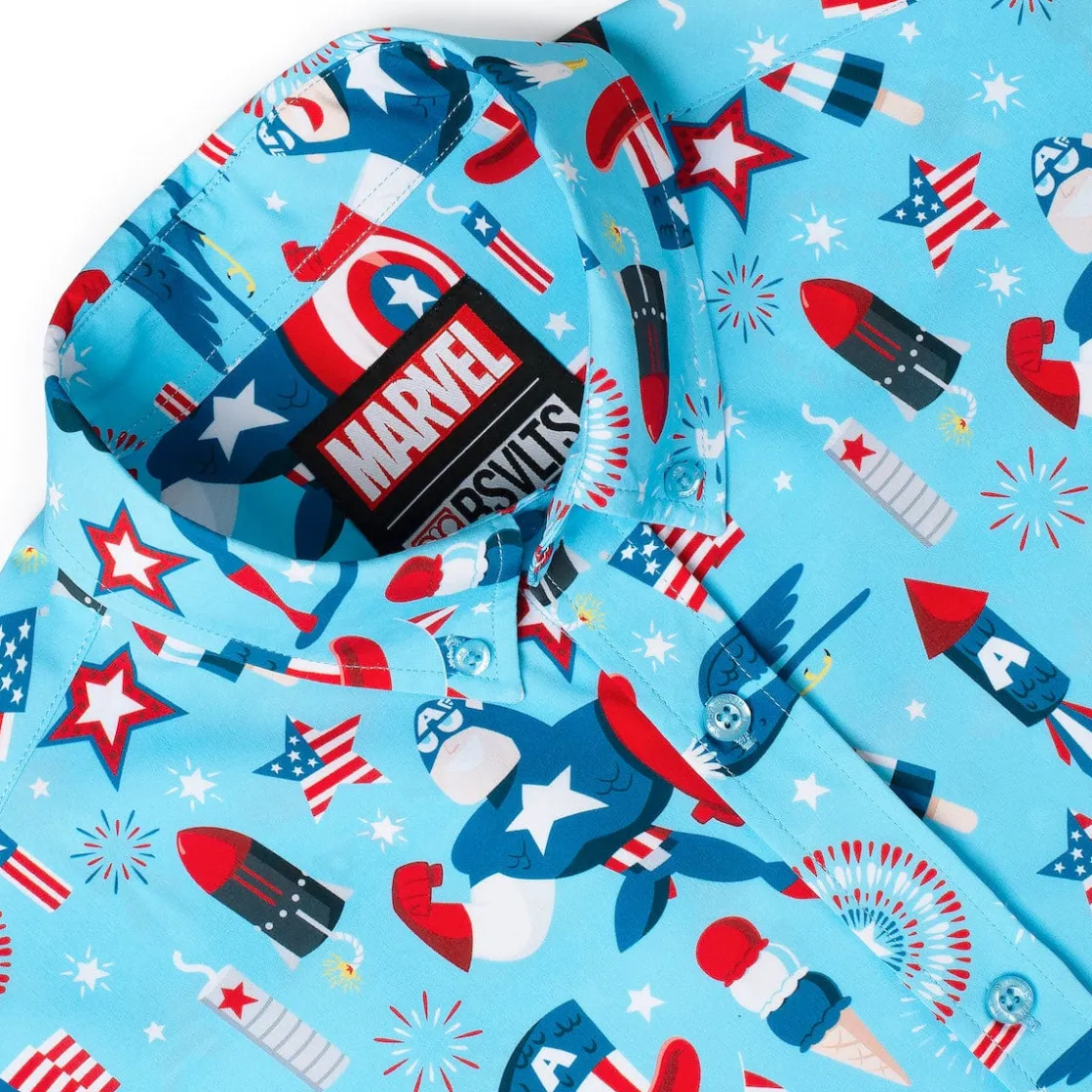 Captain America|Marvel|Marvel Captain America "Rogers Red Glare" – KUNUFLEX Short Sleeve Shirt
