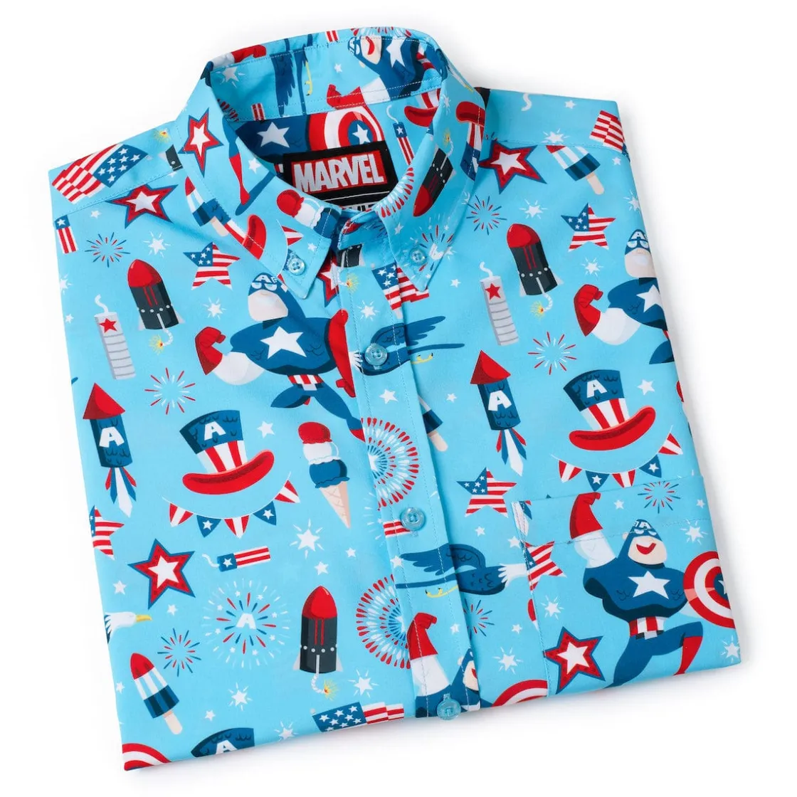 Captain America|Marvel|Marvel Captain America "Rogers Red Glare" – KUNUFLEX Short Sleeve Shirt