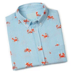 Short Sleeve Shirts|Seersucker|RSVLTS Crabs – Stretch Seersucker Short Sleeve Shirt