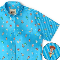 Toy Story|Disney & Pixar|Disney and Pixar Toy Story "Andy's Playtime Pals" – Stretch Seersucker Short Sleeve Shirt