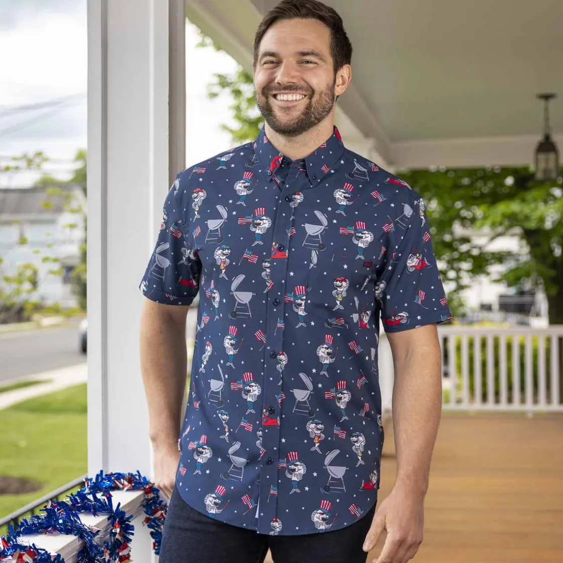 Short Sleeve Shirts|Americana|RSVLTS Fins & Freedom – KUNUFLEX Short Sleeve Shirt