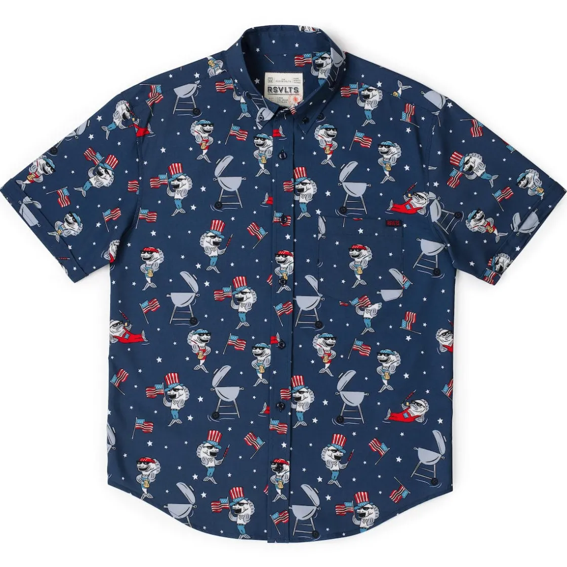 Short Sleeve Shirts|Americana|RSVLTS Fins & Freedom – KUNUFLEX Short Sleeve Shirt