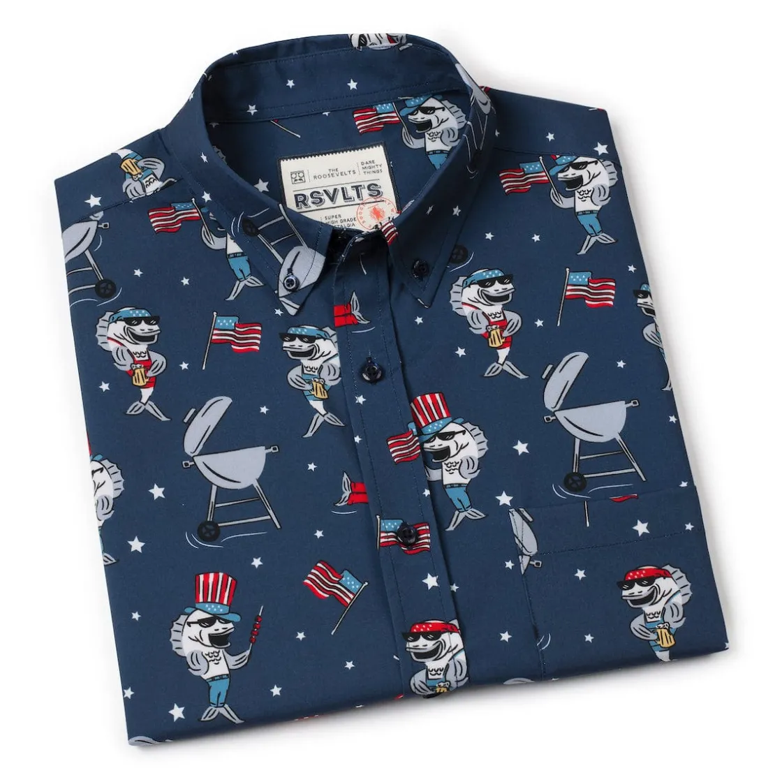 Short Sleeve Shirts|Americana|RSVLTS Fins & Freedom – KUNUFLEX Short Sleeve Shirt