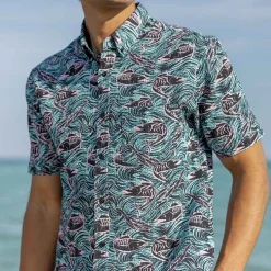 Short Sleeve Shirts|Matching Sets|RSVLTS Fishies – Stretch Seersucker Short Sleeve Shirt