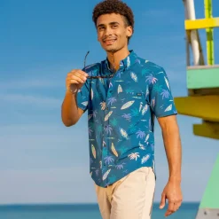 Short Sleeve Shirts|Matching Sets|RSVLTS Gator Rays – Stretch Seersucker Short Sleeve Shirt