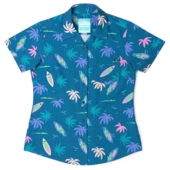 Short Sleeve Shirts|Rsvlts|RSVLTS Gator Rays – Women's Stretch Seersucker Short Sleeve Shirt