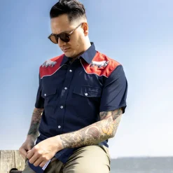 Short Sleeve Shirts|Americana|RSVLTS Great White Buffalo – Roper Short Sleeve Shirt