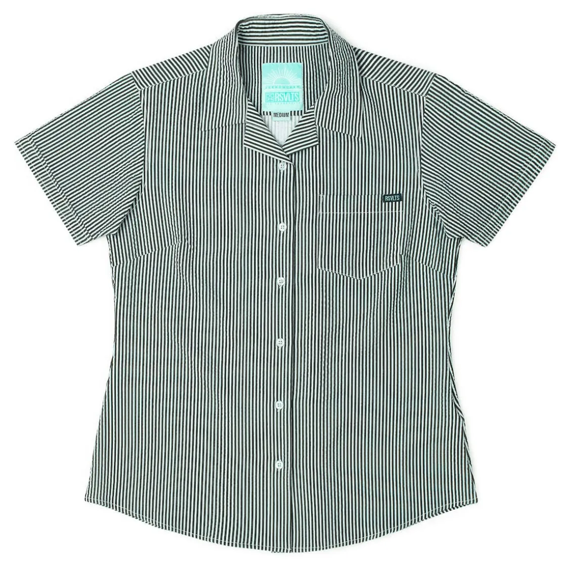Short Sleeve Shirts|Rsvlts|RSVLTS John, My Boy! – Women's Stretch Seersucker Short Sleeve Shirt