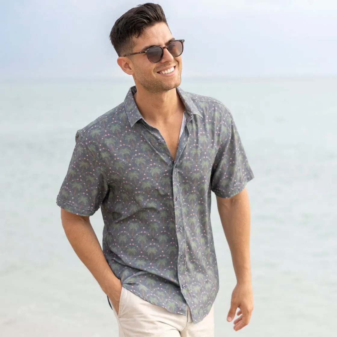 Short Sleeve Shirts|Matching Sets|RSVLTS Keep Palm – Bamboo Short Sleeve Shirt