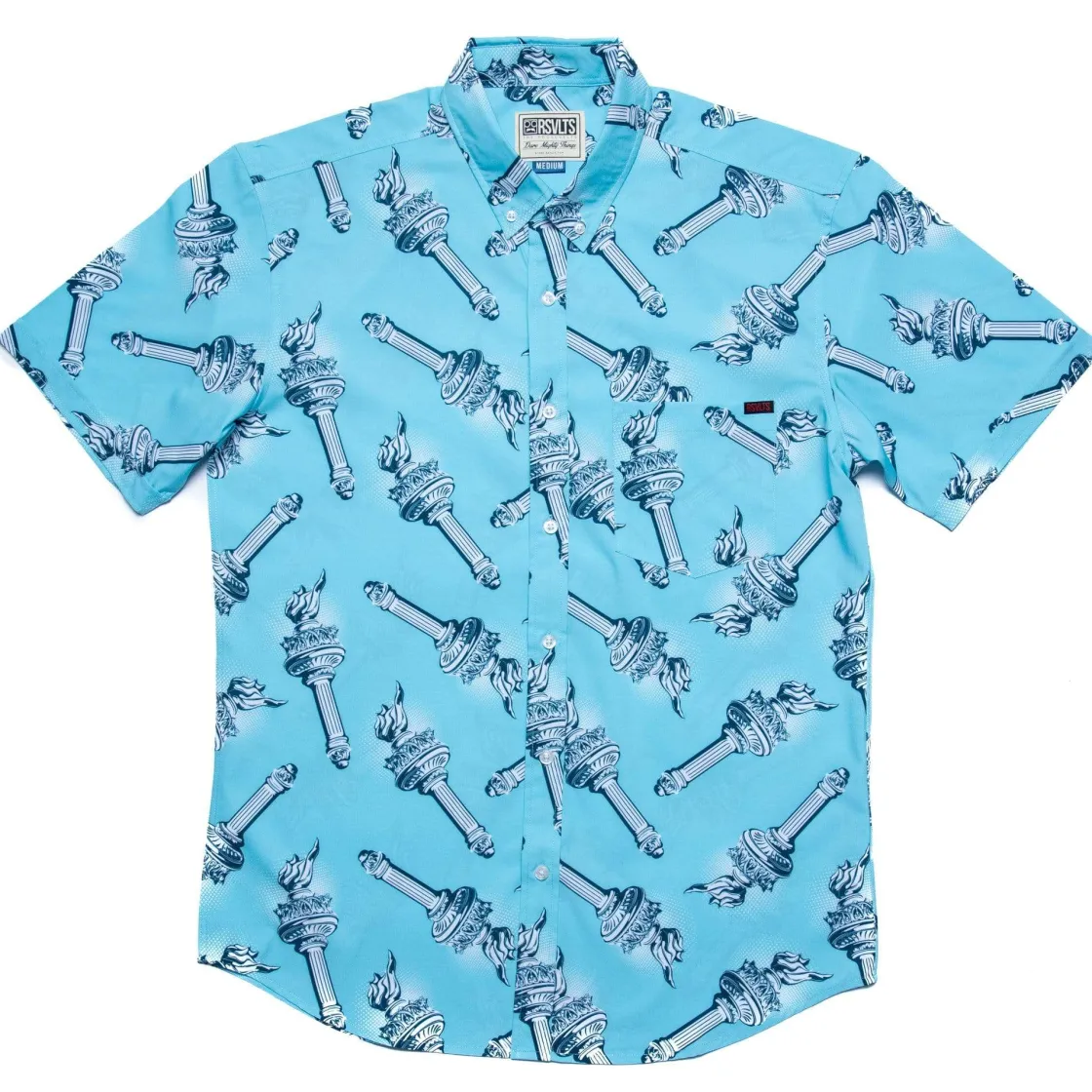 Short Sleeve Shirts|Paging Mr. Morrow|RSVLTS Lady Liberty's Annual Torch Toss – KUNUFLEX Short Sleeve Shirt