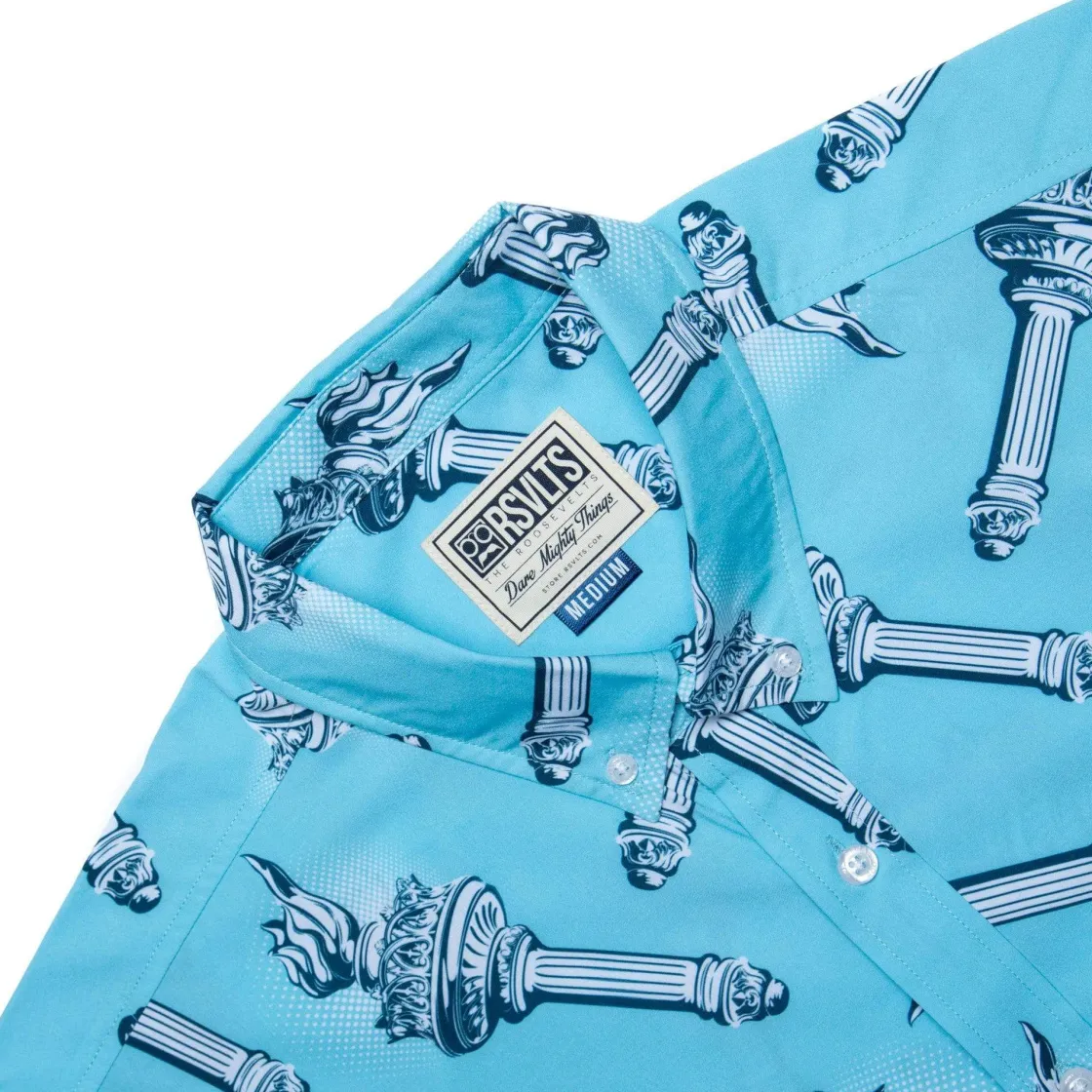 Short Sleeve Shirts|Paging Mr. Morrow|RSVLTS Lady Liberty's Annual Torch Toss – KUNUFLEX Short Sleeve Shirt
