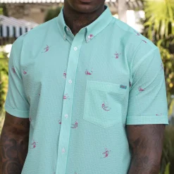 Short Sleeve Shirts|Seersucker|RSVLTS Mermaids – Stretch Seersucker Short Sleeve Shirt