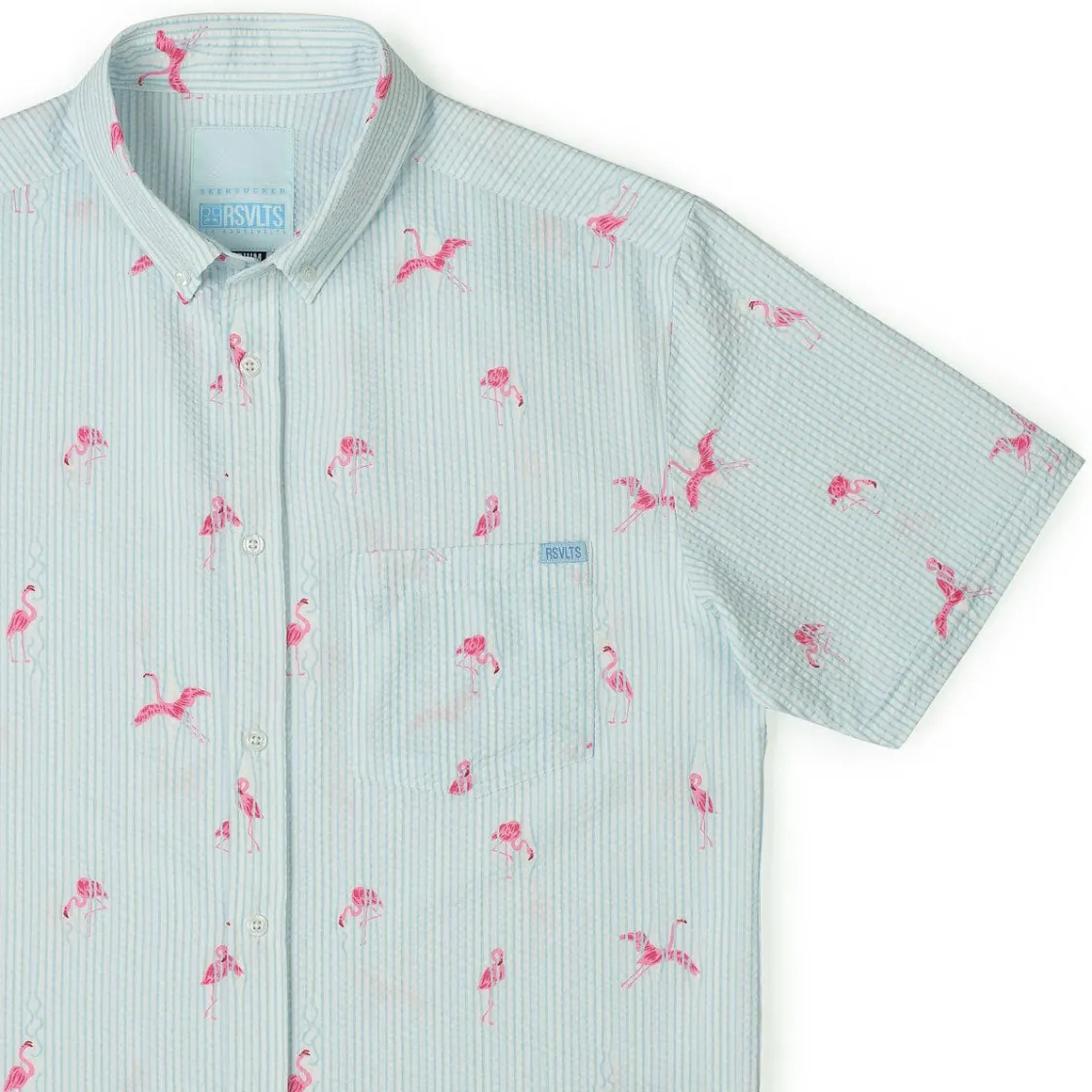 Short Sleeve Shirts|Seersucker|RSVLTS Mingos – Stretch Seersucker Short Sleeve Shirt