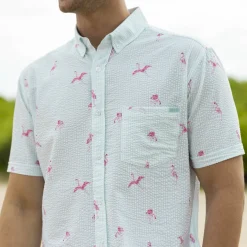 Short Sleeve Shirts|Seersucker|RSVLTS Mingos – Stretch Seersucker Short Sleeve Shirt
