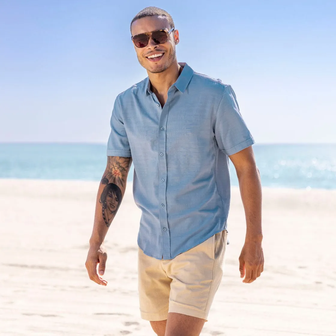 Short Sleeve Shirts|Matching Sets|RSVLTS Ocean Mist – Bamboo Short Sleeve Shirt