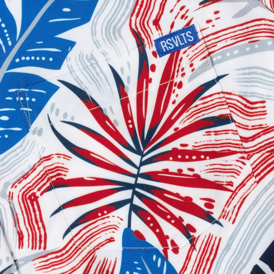 Short Sleeve Shirts|Americana|RSVLTS Palms Bursting in Air – Women's KUNUFLEX Short Sleeve Shirt