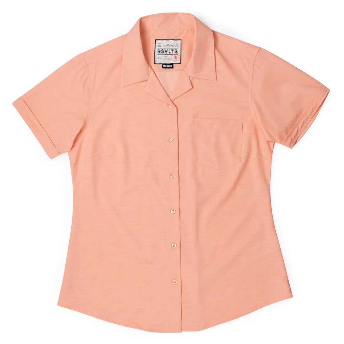 Short Sleeve Shirts|Rsvlts|RSVLTS Peach Chaos – Women's KUNUFLEX Short Sleeve Shirt