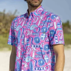 Short Sleeve Shirts|Matching Sets|RSVLTS Pink Sand Beach – KUNUFLEX Short Sleeve Shirt