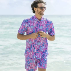 Short Sleeve Shirts|Matching Sets|RSVLTS Pink Sand Beach – KUNUFLEX Short Sleeve Shirt