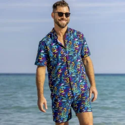 Short Sleeve Shirts|Matching Sets|RSVLTS Rad Reef – Stretch Seersucker Short Sleeve Shirt