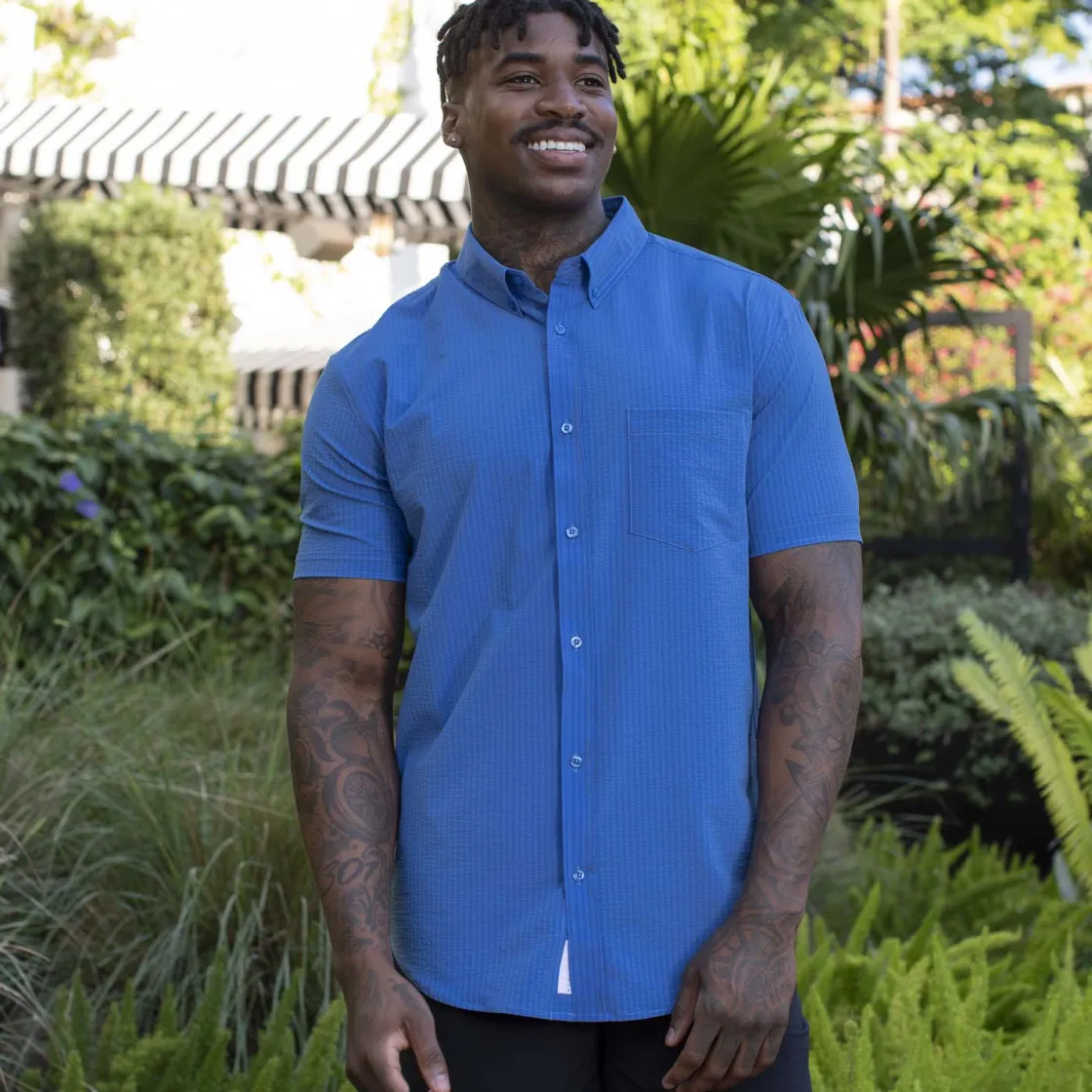 Short Sleeve Shirts|Matching Sets|RSVLTS Regatta – Stretch Seersucker Short Sleeve Shirt