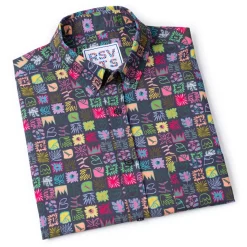 Short Sleeve Shirts|Short Sleeves|RSVLTS Scribble Squares – KUNUFLEX Short Sleeve Shirt