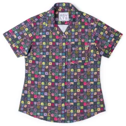 Short Sleeve Shirts|Rsvlts|RSVLTS Scribble Squares – Women's KUNUFLEX Short Sleeve Shirt