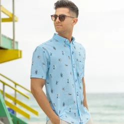 Short Sleeve Shirts|Seersucker|RSVLTS Sea Dogs – Stretch Seersucker Short Sleeve Shirt
