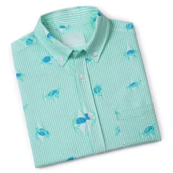 Short Sleeve Shirts|Seersucker|RSVLTS Sea Turtles – Stretch Seersucker Short Sleeve Shirt