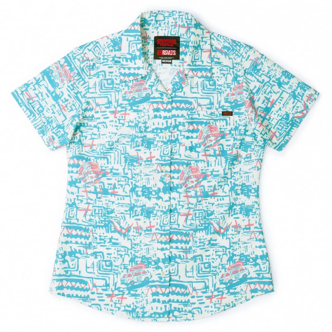 Stranger Things|Stranger Things "Surfer Boy Pizza" – Women's KUNUFLEX Short Sleeve Shirt