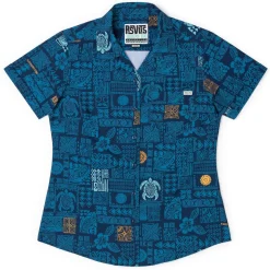 Short Sleeve Shirts|Tiki|RSVLTS Tahitian Tapestry – Women's KUNUFLEX Short Sleeve Shirt