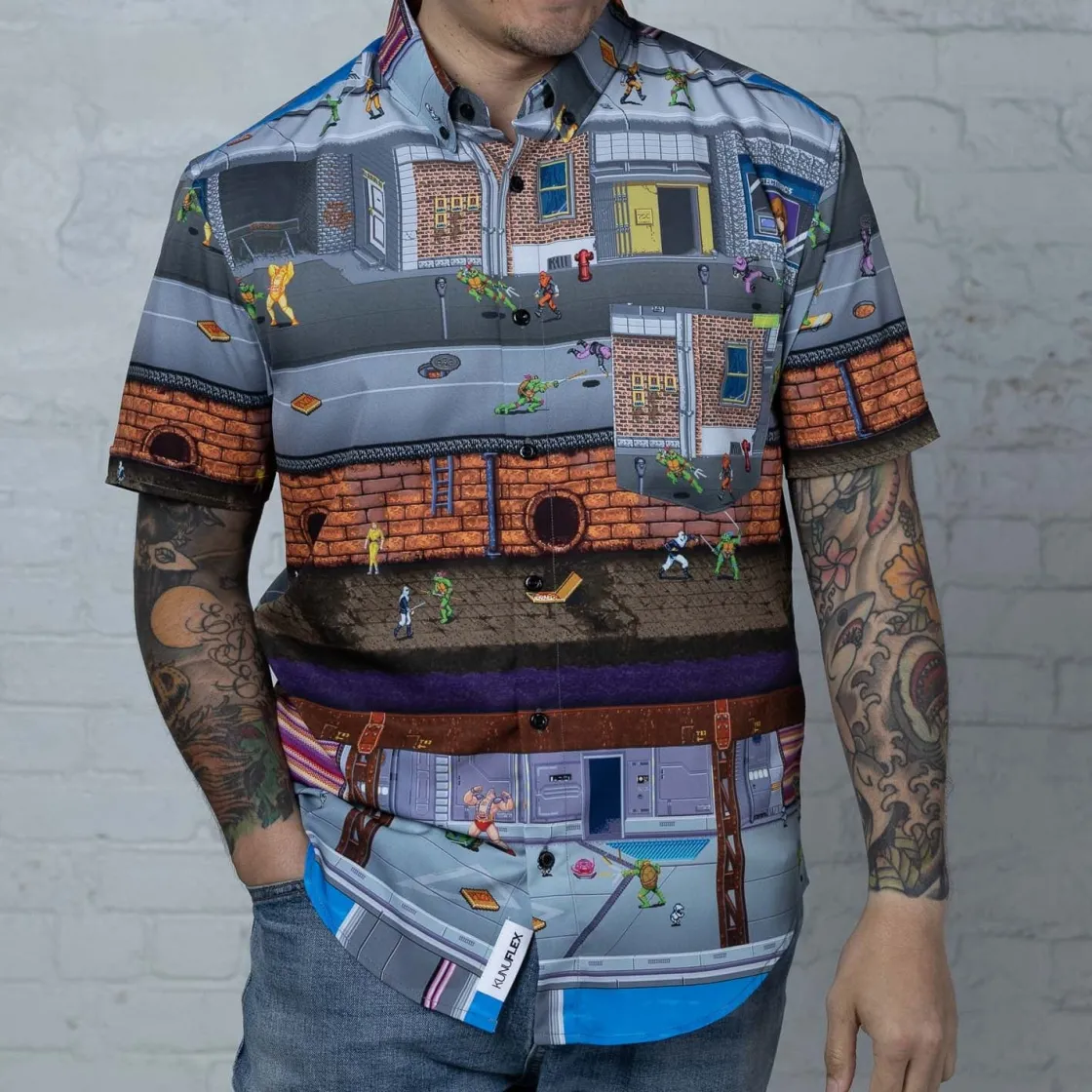 Tmnt|Nickelodeon|Nickelodeon Teenage Mutant Ninja Turtles "Button Mashers" – KUNUFLEX Short Sleeve Shirt