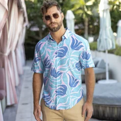 Short Sleeve Shirts|Bamboo|RSVLTS Turq Tropic – Bamboo Short Sleeve Shirt