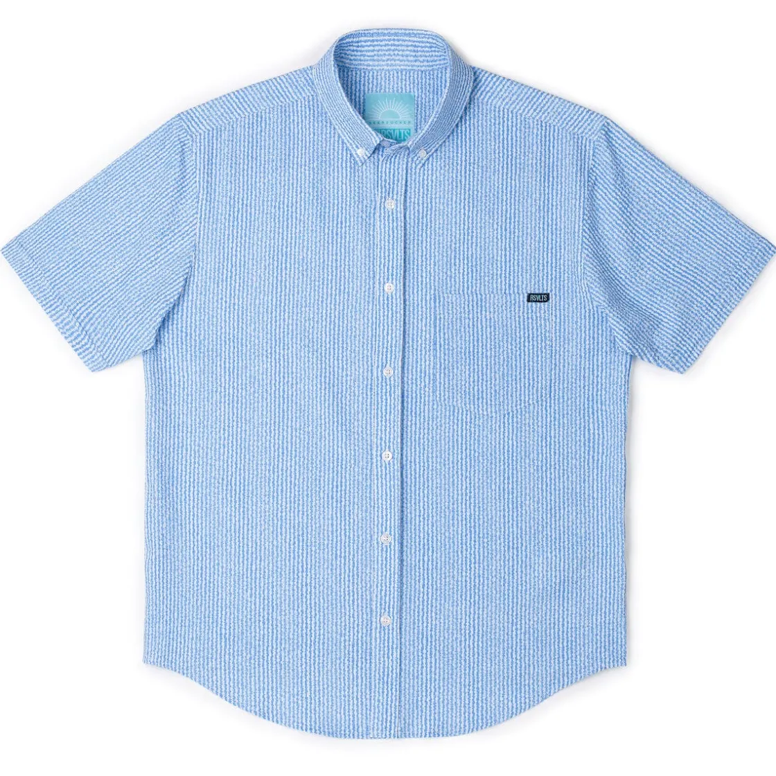 Short Sleeve Shirts|Seersucker|RSVLTS We Sail Without Him – Stretch Seersucker Short Sleeve Shirt